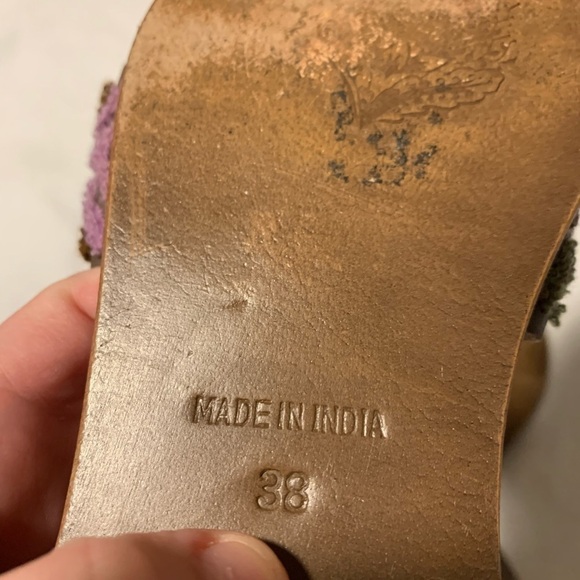 Free People Torrence Leather Aztec Embroidered Sandals Size 38 - Picture 4 of 6